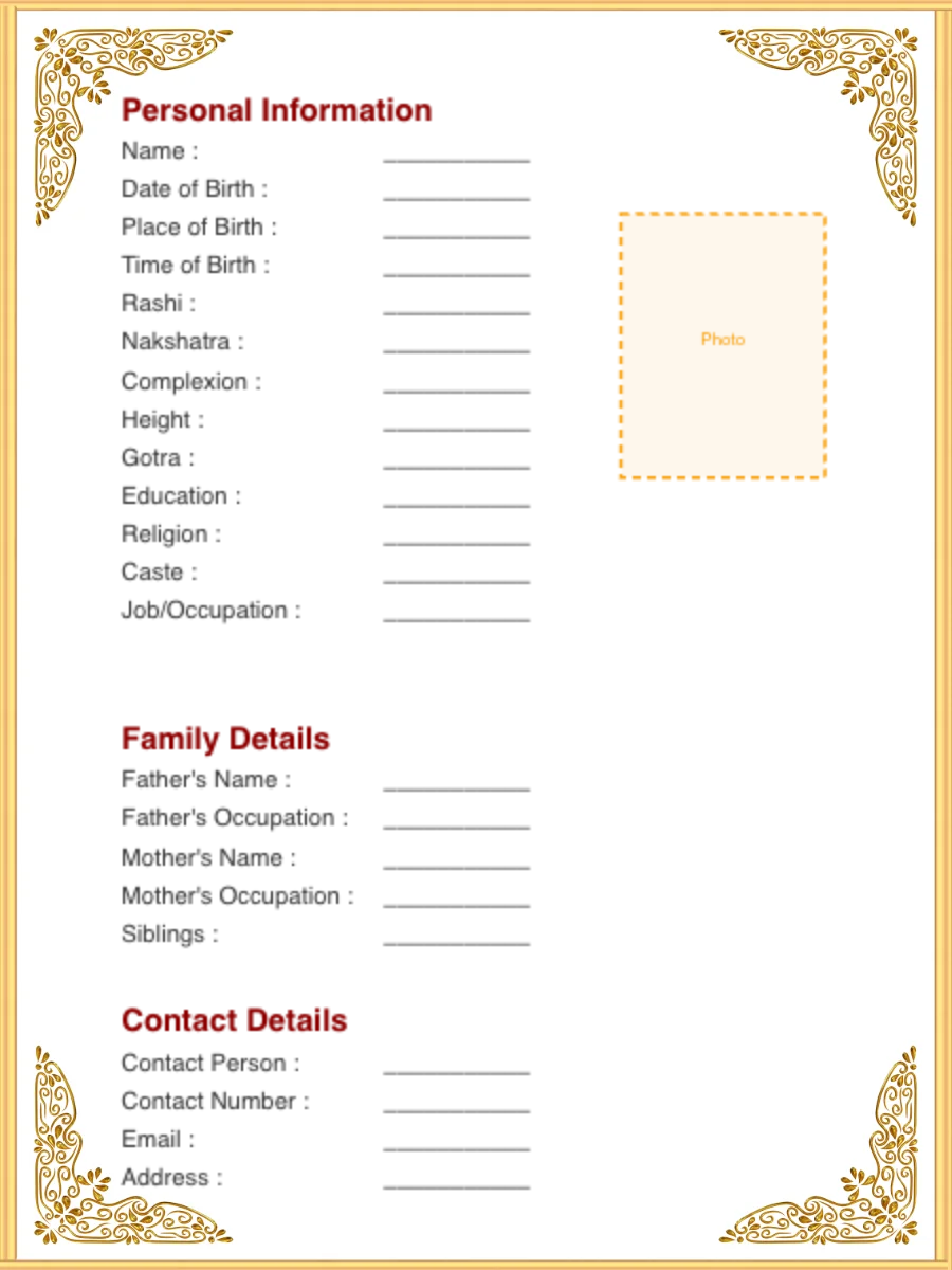 Modern Marriage Biodata