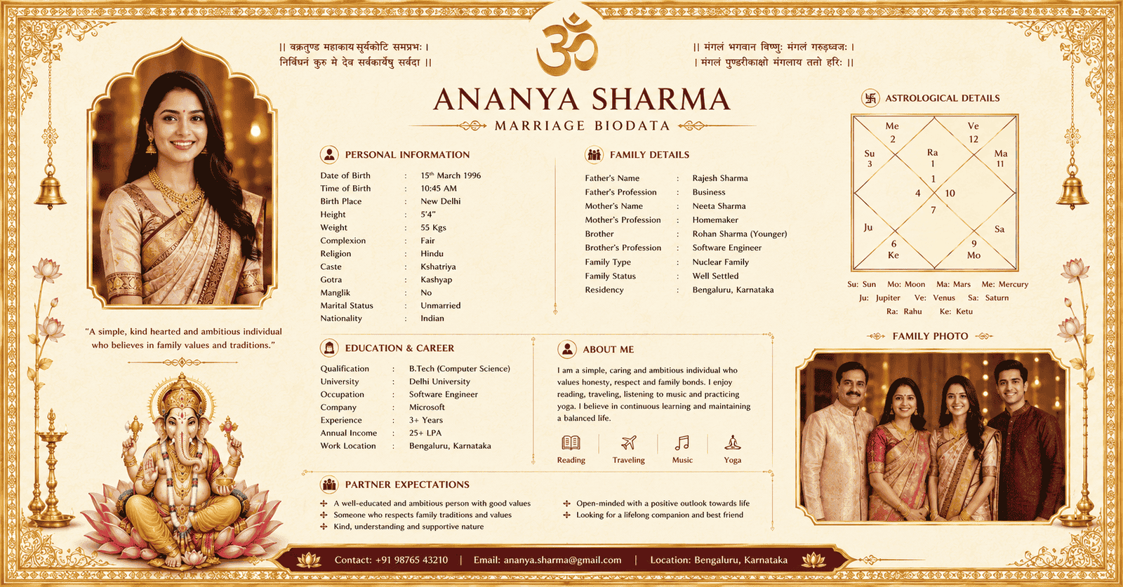 Hindu Marriage Biodata Format Explained