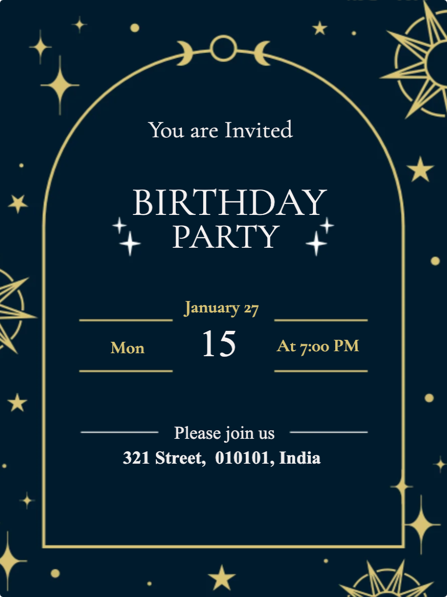 Blue and Yellow Birthday Party Invitation