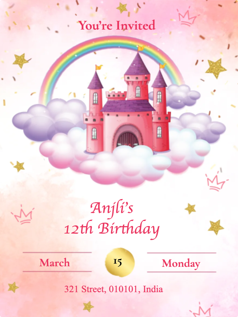 Pink and Purpal Birthday Invitation Party