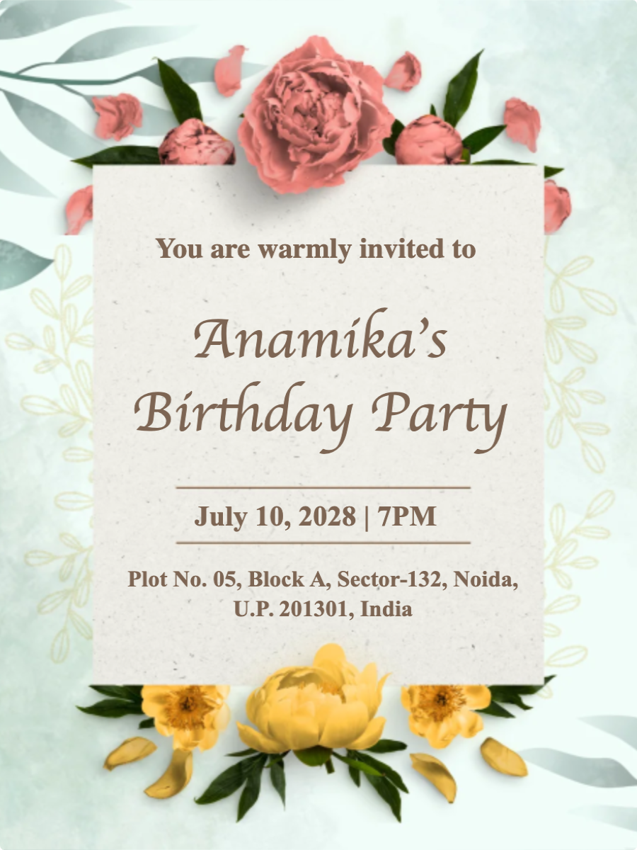 Cream Birthday Party Invitation Card