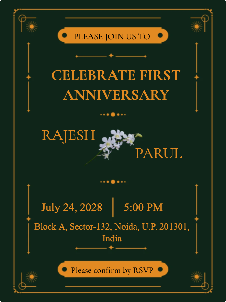 Green and Yellow Anniversary Invitation