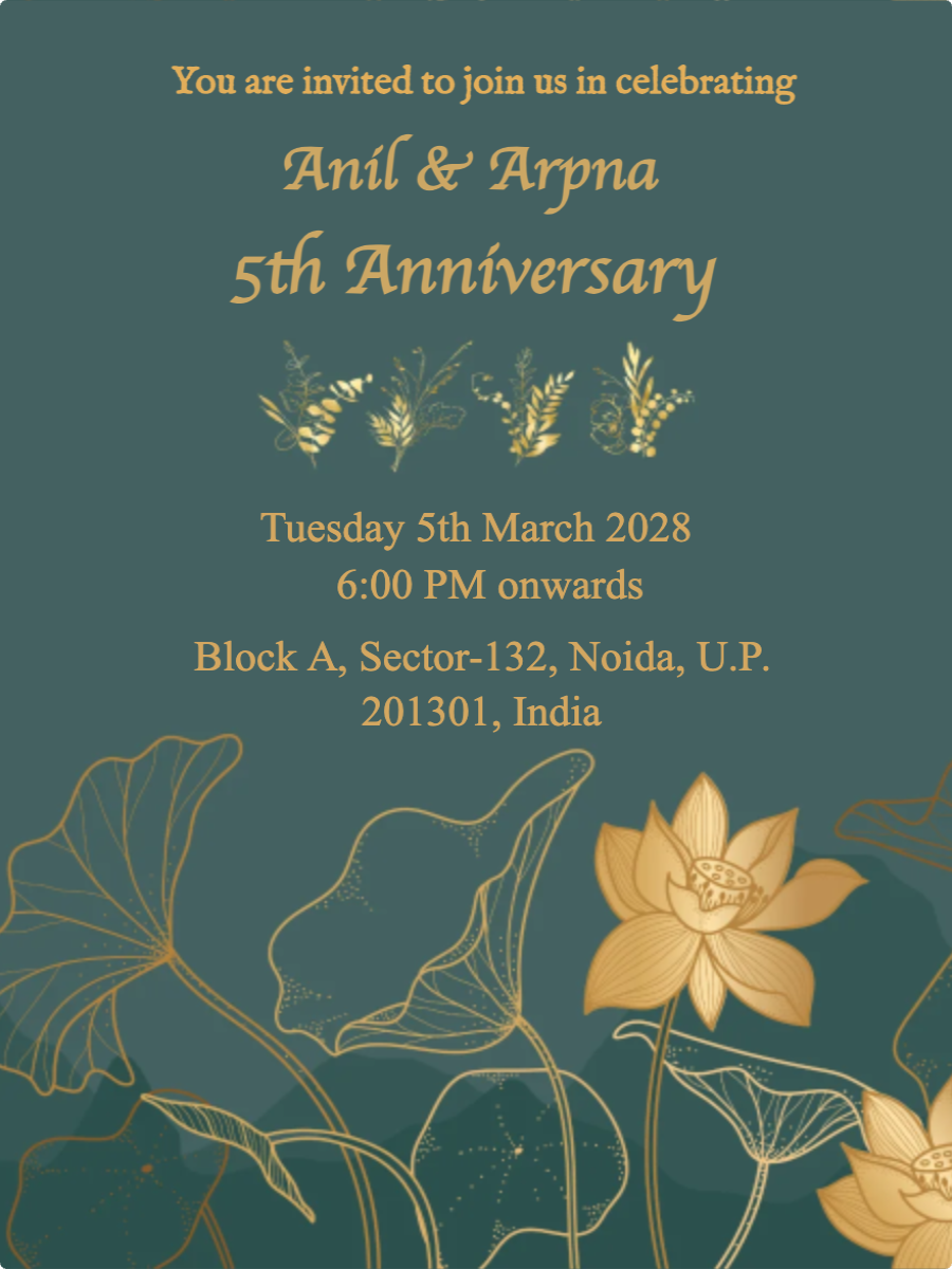 Green and Gold Anniversary Invitation