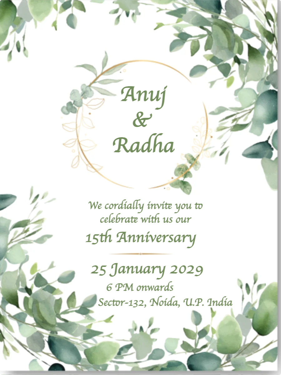 Green and White Anniversary Invitation