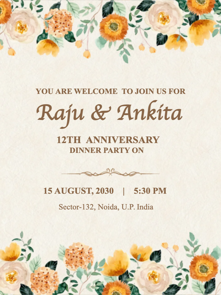 Cream and Dark Red Anniversary Invitation