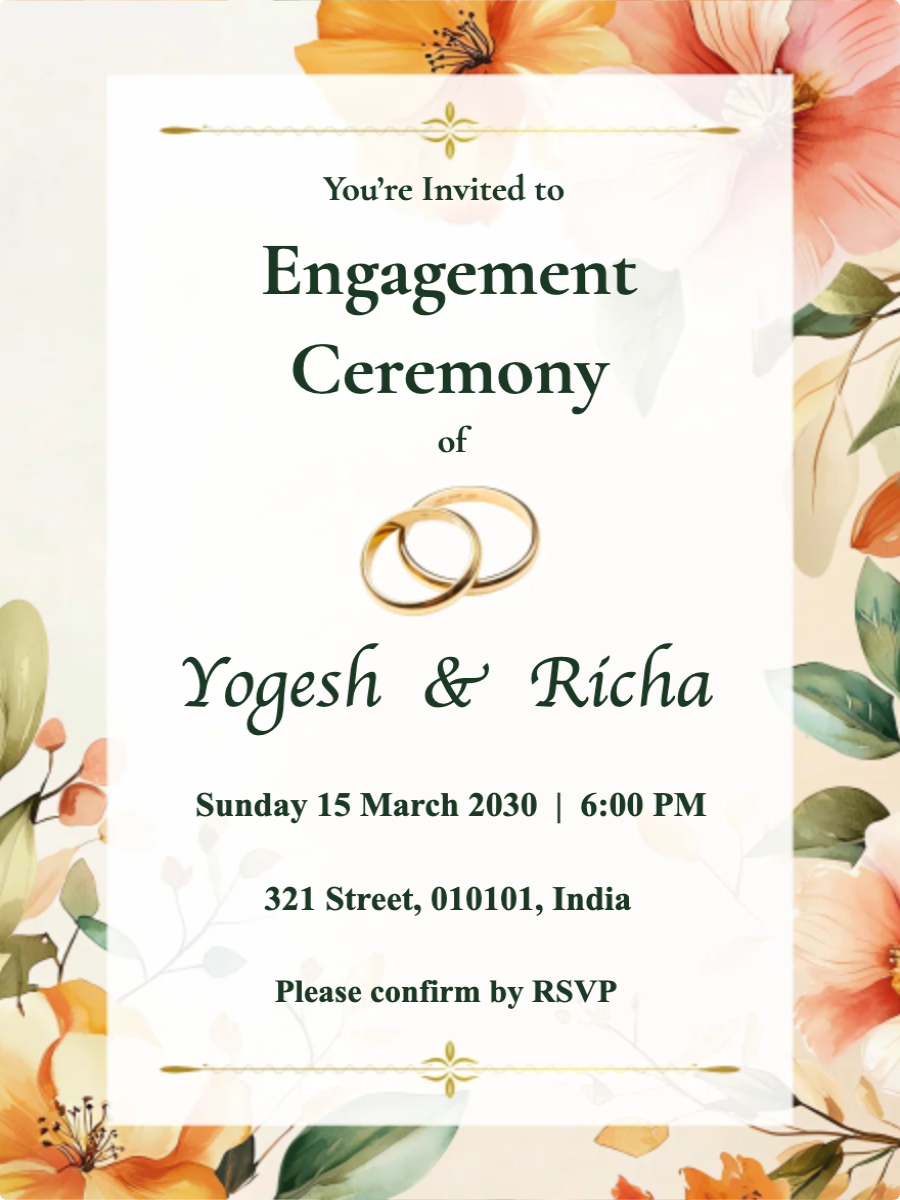 Orange Cream Engagement Ceremony Invitation