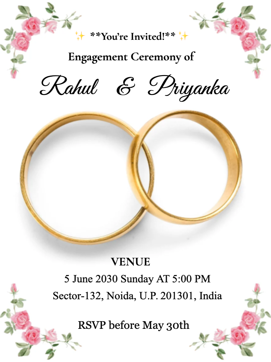 White and Gold Engagement Ceremony Invitation