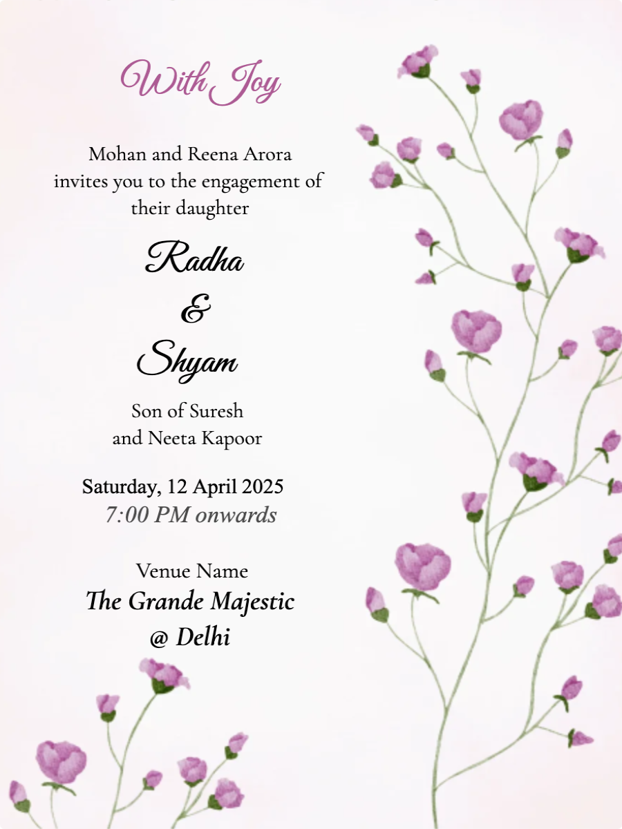 Purple Ring Ceremony Invitation